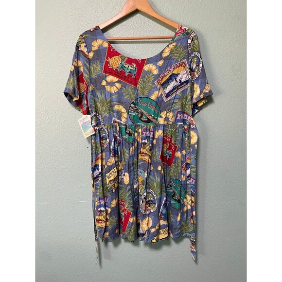 NWT Reyn Spooner Women's Floral Pineapple Royal Hawaiian Dress with Tie Medium - Picture 2 of 9